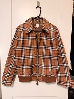 Burberry Tan and Brown Check Lined Jacket